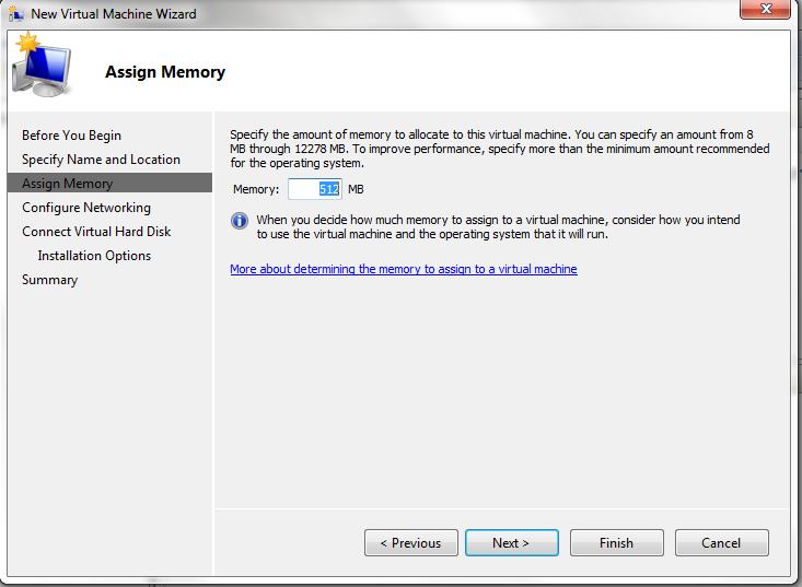 Hyper-V - Specify the Hyper-V VM's Memory Allocation