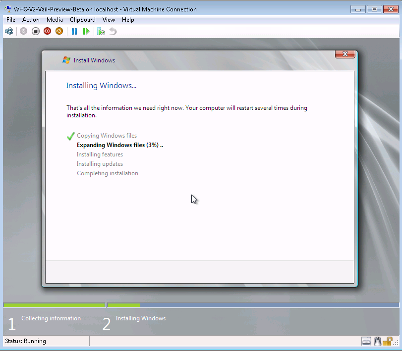 Vail Preview on Hyper-V Installing on VHD Working