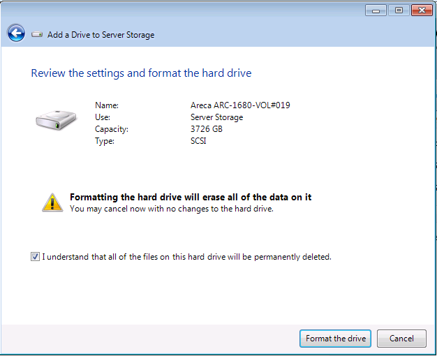 Windows Home Server V2 VAIL Adding a GPT Disk erase all data