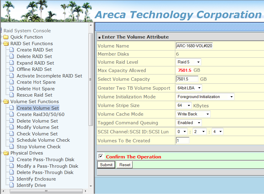 Windows Home Server V2 VAIL Create Large Raid Volume on Areca