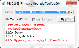 PS-100 Upgrade tool for firmware v3.000