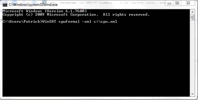 Starting WinSAT from the Command Line with XML output