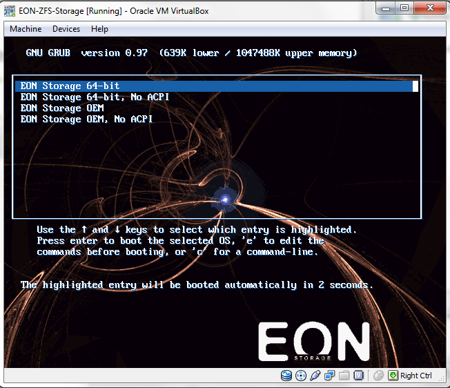 EON In Virtualbox