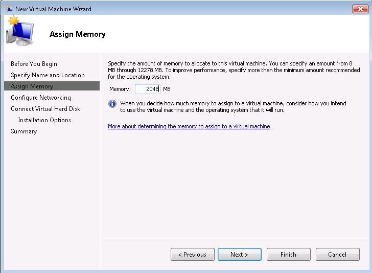 Windows 7 Throw Away VM Assign 2GB Memory