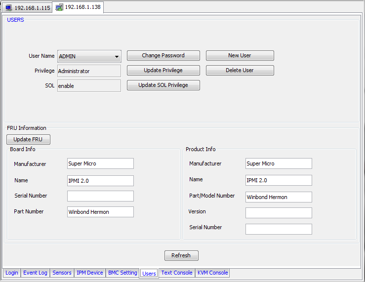 IPMI User Administration with IPMIview