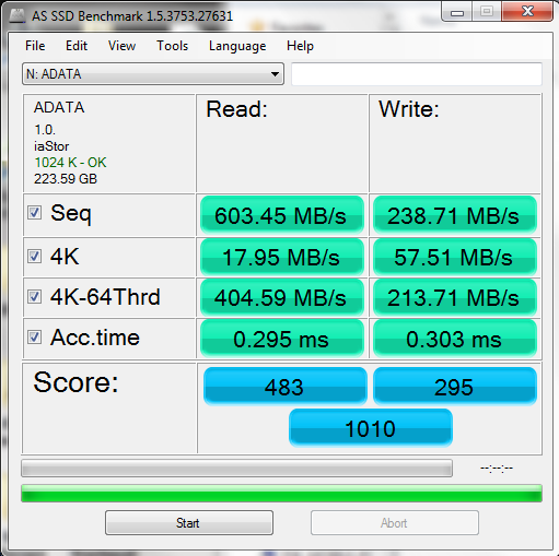 4x ADATA S599 64GB RAID 0 ICH10R AS SSD