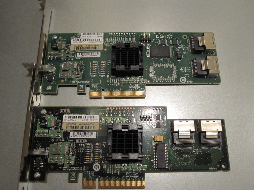 IBM ServeRAID and Intel SASUC8I Front