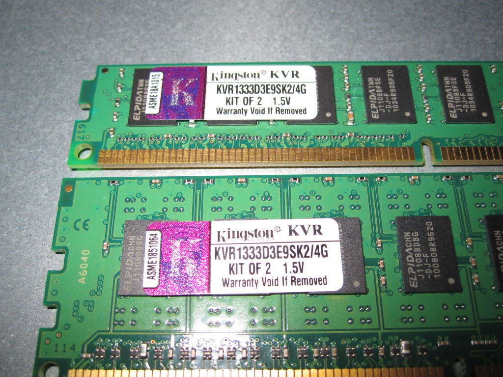 Kingston KVR133D3E9SK2 4G Low Profile versus full height Same Model Number and ELPIDA