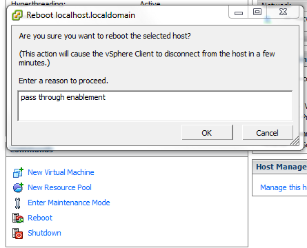 VMWare Reboot to Enable Passthrough