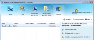 CloudBerry Backup Installed in SBS2011E