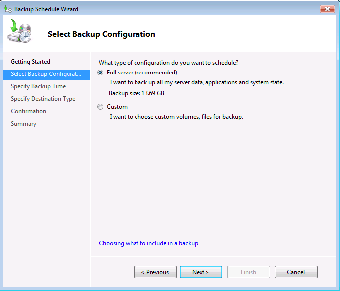Windows Server Backup Configuration