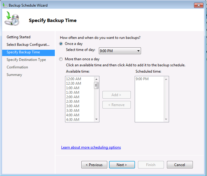 Windows Server Backup Scheduling