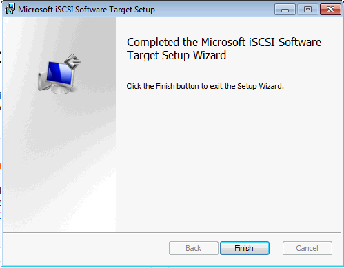 Installing Microsoft iSCSI Target - Finish