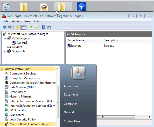 Installing Microsoft iSCSI Target - Installed Under Administrative Tools