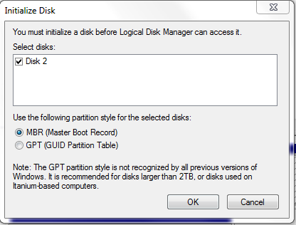 Microsoft iSCSI Initiatior iSCSI Disk in Disk Management