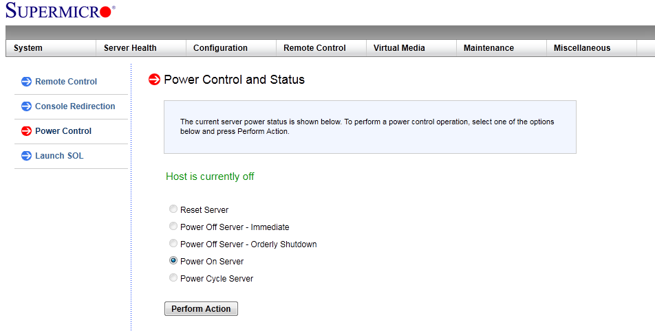 Power On Server via IPMI 2.0