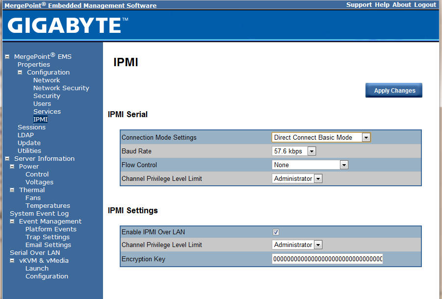 Gigabyte IPMI Management Web IPMI Settings