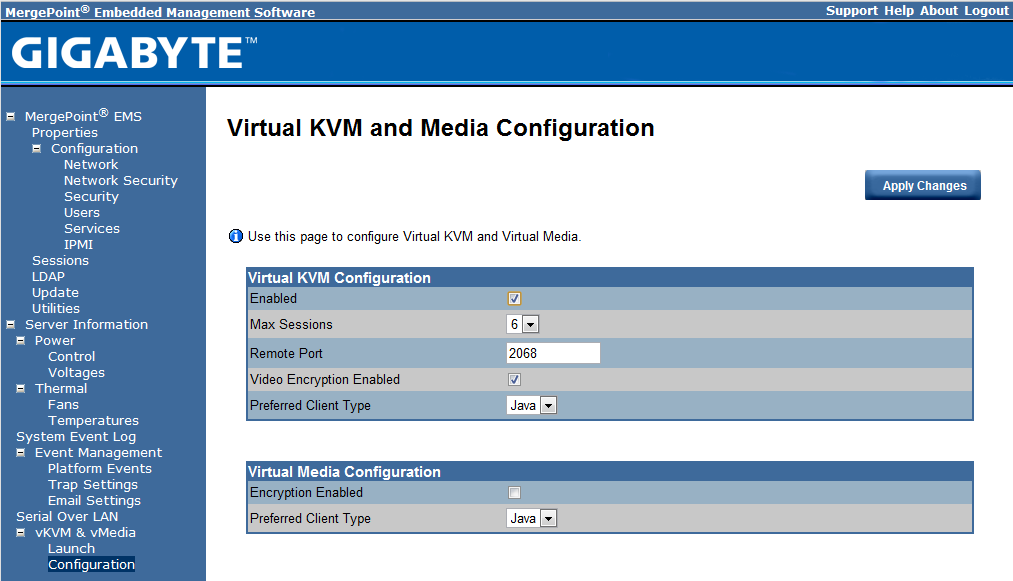 Gigabyte IPMI Management vKVM and vMedia Configuration