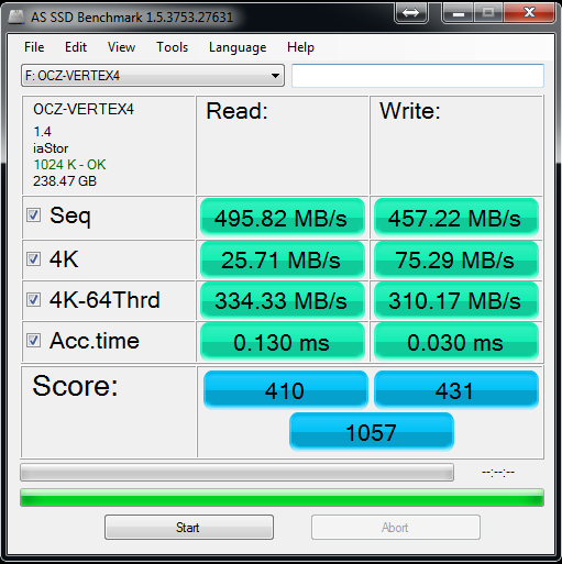 OCZ Vertex 4 256GB 1.4fw AS SSD