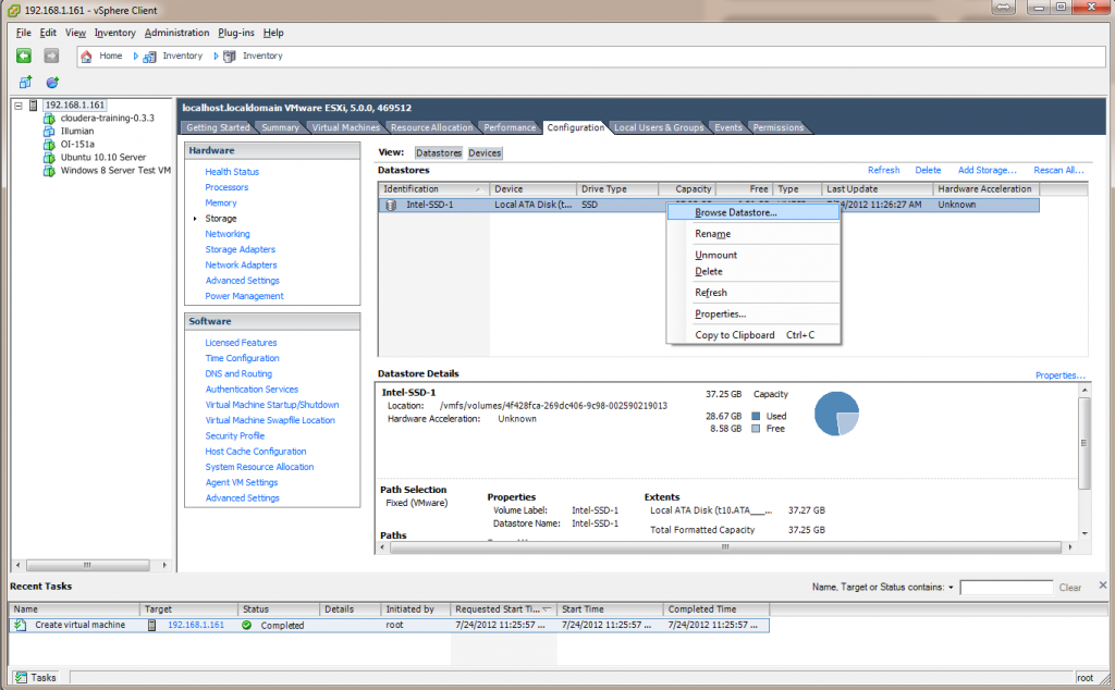 ESXi 5 Select Data Store