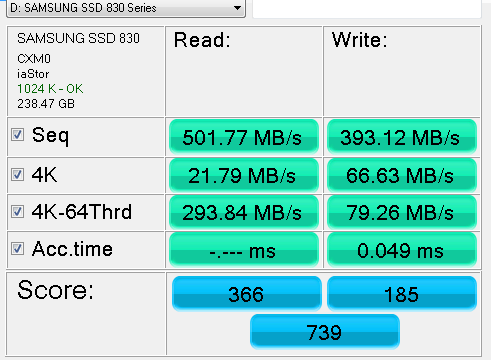 SAMSUNG SSD 830 Series 256GB AS SSD Benchmark