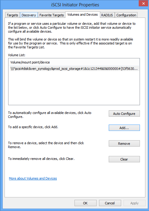 Configure Volume with Windows 8 iSCSI Initiator