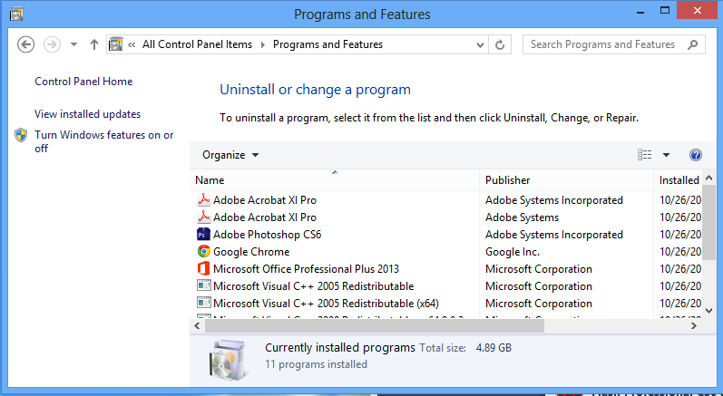 Install Hyper-V on Windows 8 - Control Panel Add Features Step 1