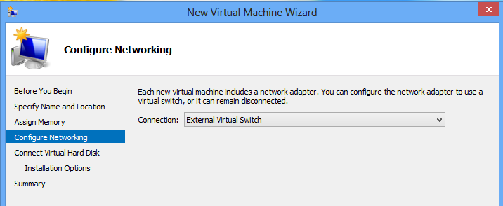 Install Ubuntu on Windows 8 Hyper-V - Assign a virtual Switch