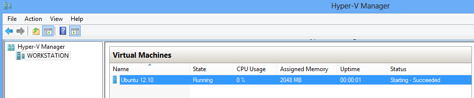Install Ubuntu on Windows 8 Hyper-V - Start