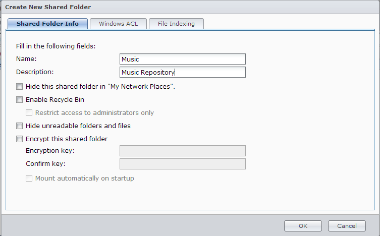 Synology Create New Shared Folder