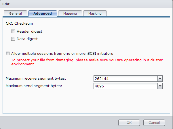 Synology DS1812+ Setup iSCSI Edit LUN