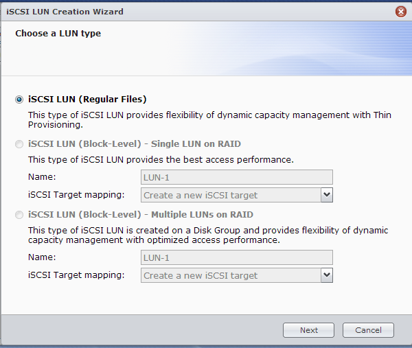 Synology DS1812+ Setup iSCSI LUN