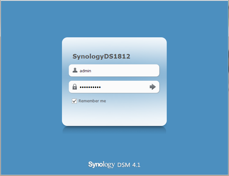 Synology DS1812+ WebGUI Login