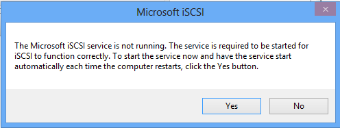 Windows 8 - Confirm you want iSCSI to start
