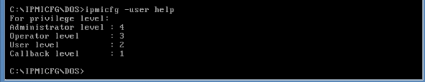 IPMIcfg DOS user levels
