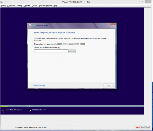 Windows 8 Enterprise Installation Screen
