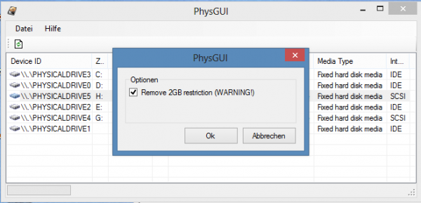 Copy pfsense image to hard drive - PhysGUI remove 2GB restriction