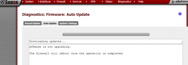 pfsense auto-upgrade Auto Update complete