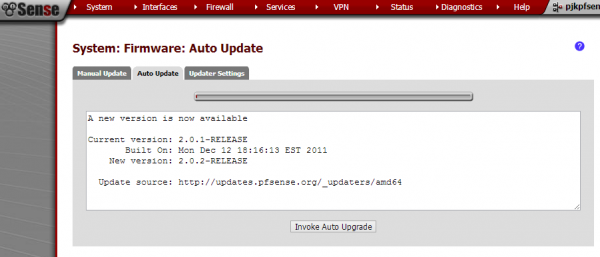 pfsense auto-upgrade Invoke Auto Update