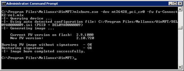 Using mlxburn to burn new firmware