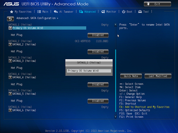 ASUS UEFI BIOS - Advanced Mode SATA Naming