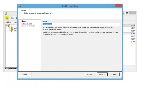 Add napp-it image virtual machine inventory wizard