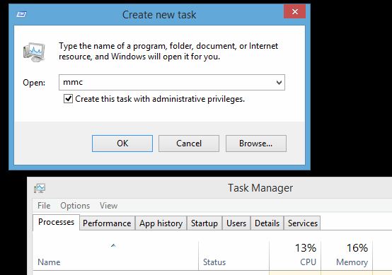 Windows 8.1 Task Manager MMC