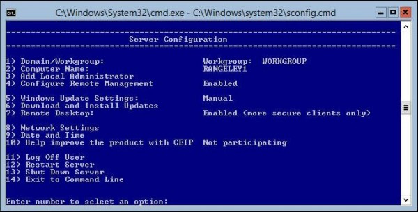 Hyper-V Server 2012 R2 Remote Desktop Enabled