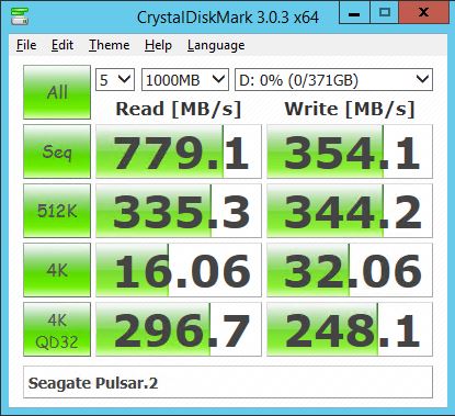 Seagate Pulsar.2 200GB RAID 0 - CrystalDiskMark