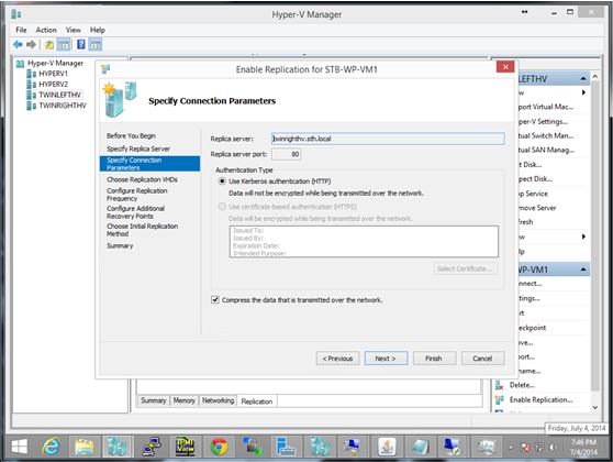 Hyper-V Manager - Enable Replication Wizard Destination