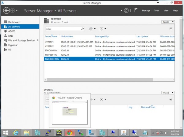 Hyper-V Server Manager Console