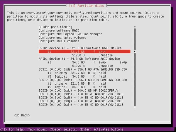 Ubuntu RAID 1 - Step 15a ext4 and swap changes