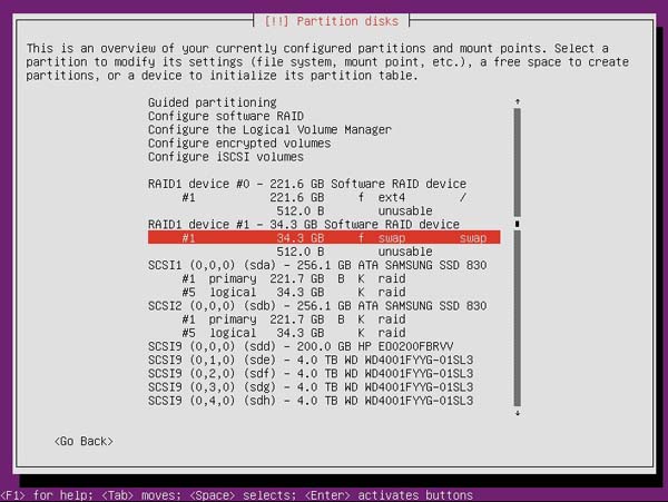 Ubuntu RAID 1 - Step 15b root and swap changes