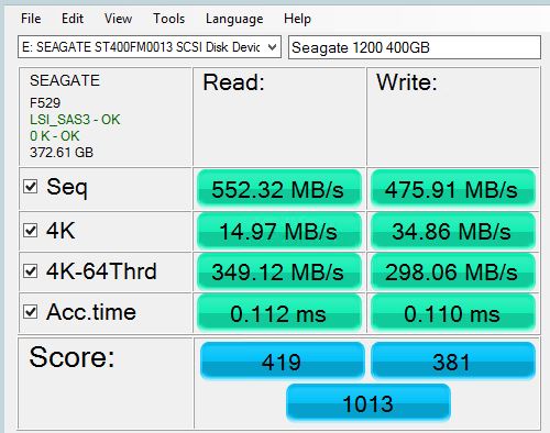 Seagate 1200 400GB AS SSD